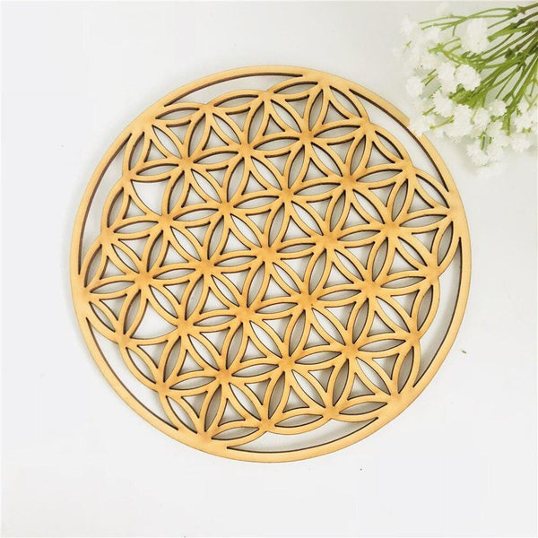 Fleur de vie en bois pour recharger pierres