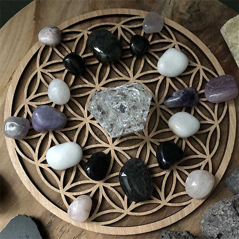 Fleur de vie en bois pour pierres