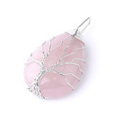 Arbre de vie pendentif pierre quartz rose