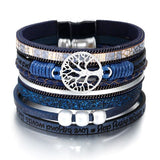 Bracelet Arbre de Vie Cuir bleu