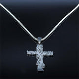 Collier avec croix en acier inoxydable