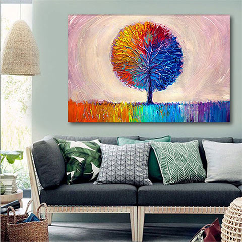 peinture abstraite arbre en couleurs
